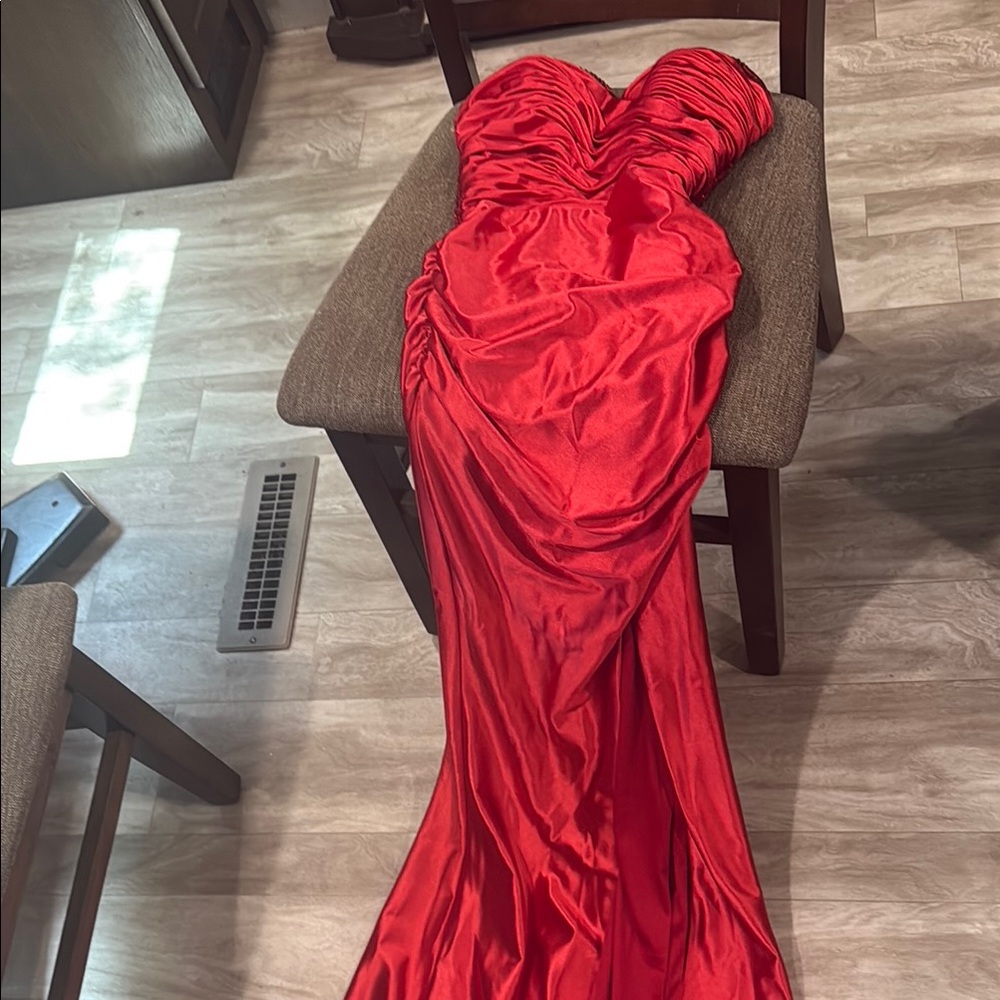 Faviana Red Strapless Prom Dress
